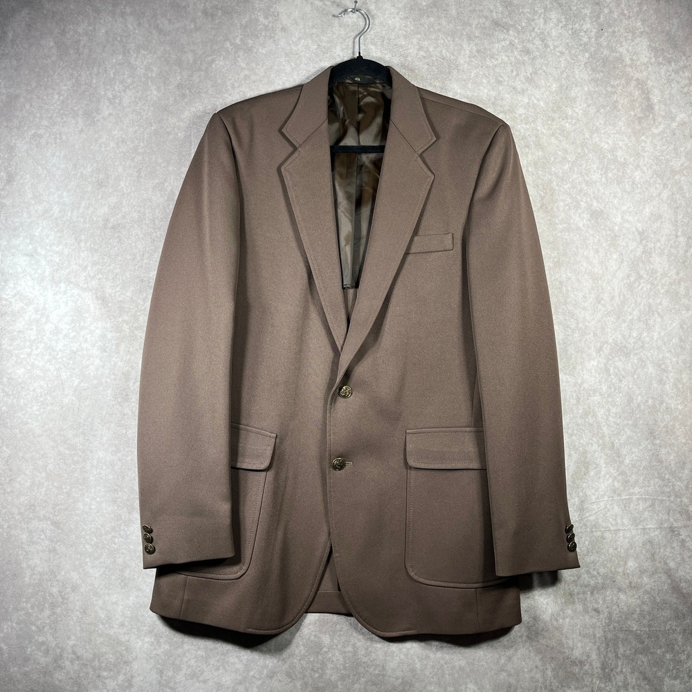 Haggar Blazer Sport Coat Mens Size 40L Brown Two-Button Business Workwear Church